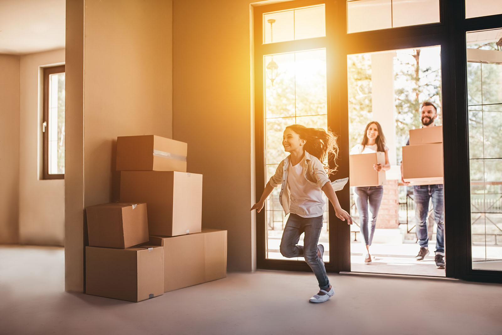 Family moving into a new home